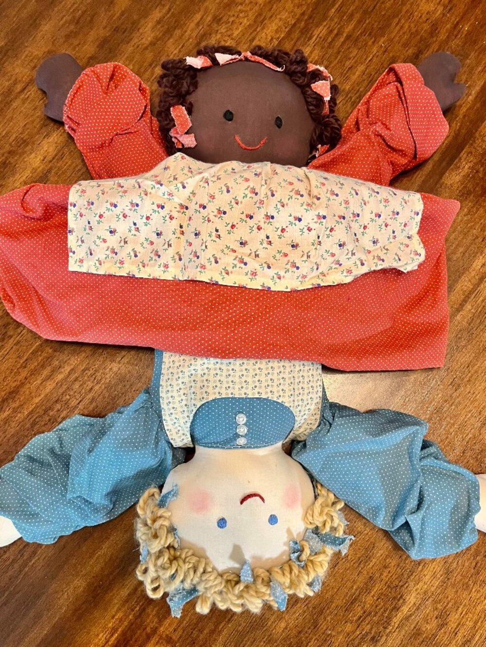 Vintage Topsy-Turvy Folk Art Rag Doll That Flips To Reveal A Second Doll